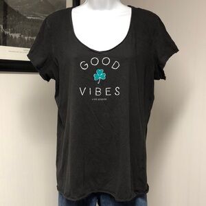 Life Is Good Smooth Tee Women's Fitted Black T Shirt Size L